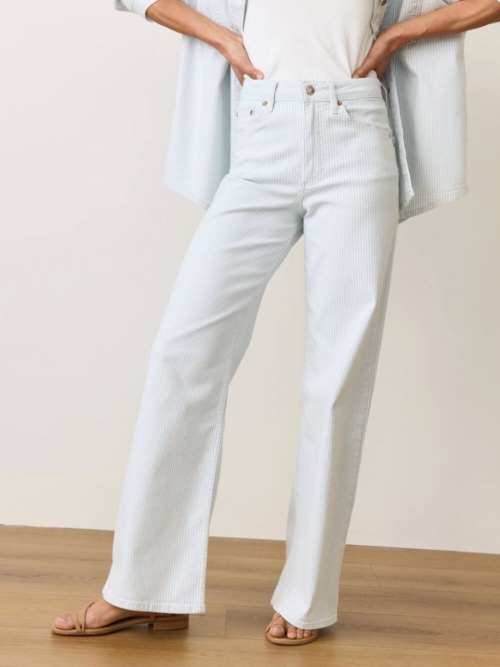 Women's Marine Layer Charlie Railroad Stripe Wide-Leg Jeans - Size 10